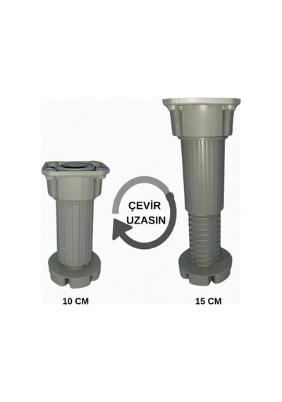 10-15cm Ayarlı Mobilya Ayağı Baza, Mutfak Banyo Dolabı, Koltuk/kanepe Yüksek Ayak Gri Diğer