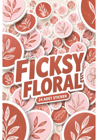 Çiçek Sticker Seti - 24 Adet Yuvarlak Etiket Çıkartma Diğer