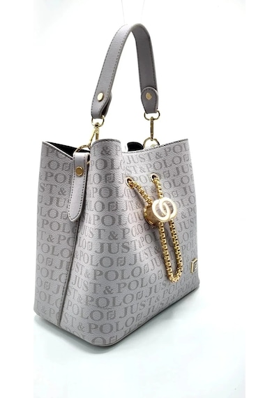 Just Polo Kadın Baskı Desenli El Ve Omuz Çantası Ebat: 22 X 23 Cm GRİ