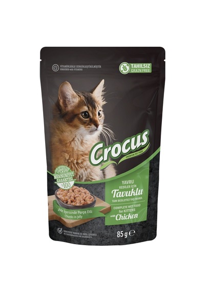 Crocus Pouch Tahılsız Tavuklu Yavru Kedi Maması 85 G