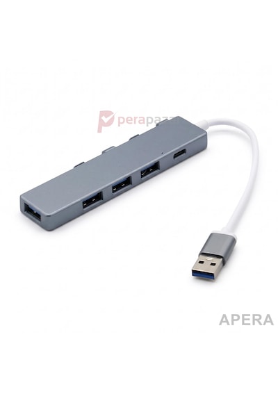 4 Port Usb Çoklayıcı Hub 1x Usb 3.0 + 3x Usb 2.0 5gbps Hızlı Veri Aktarımı Type-c Güç Girişli Bilgisayar Laptop Çoğaltıcı Cn09