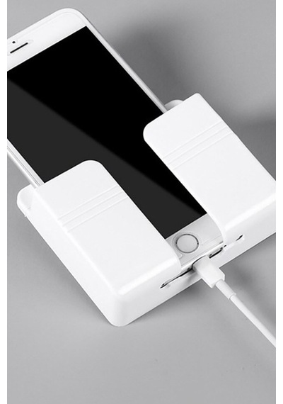 Duvara Monte Edilen Telefon Ve Kumanda Standı Plastik Organizer Beyaz Renk Plastik Beyaz Diğer