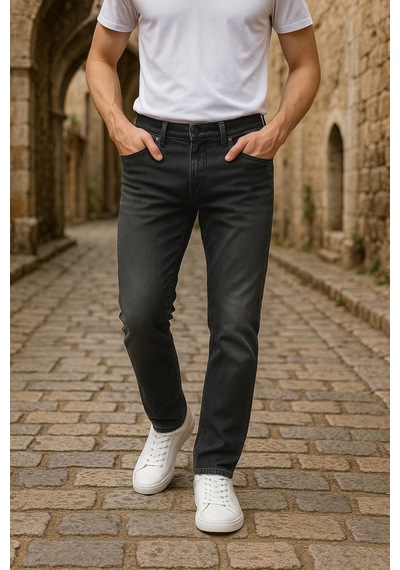 Cedy Denim Xcedy Premium Yüksek Kalite Erkek Klasik 5 Cep Yüksek Bel Regularfit Esnek Boru Paça Pantolon Siyah