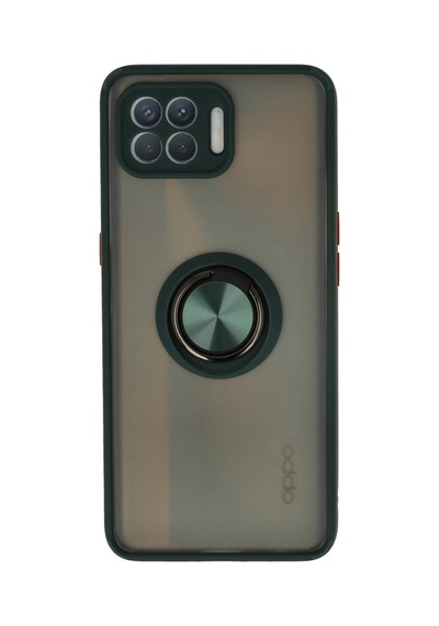 Oppo Reno 4 Lite Kılıf Montreal Yüzüklü Silikon Kapak - Yeşil Çokrenkli