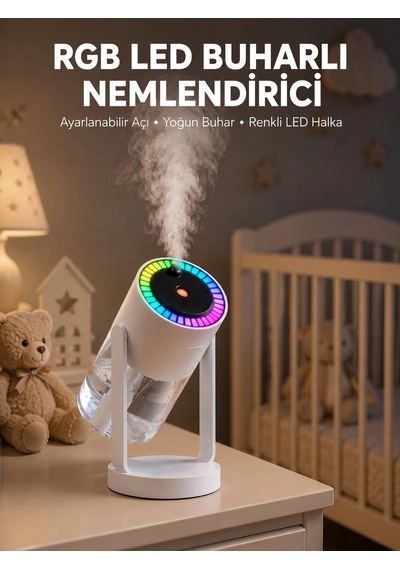 Ultrasonik Hava Nemlendirici Renkli Işık Ve Manuel Püskürtme Ayarı Yeni Nesil