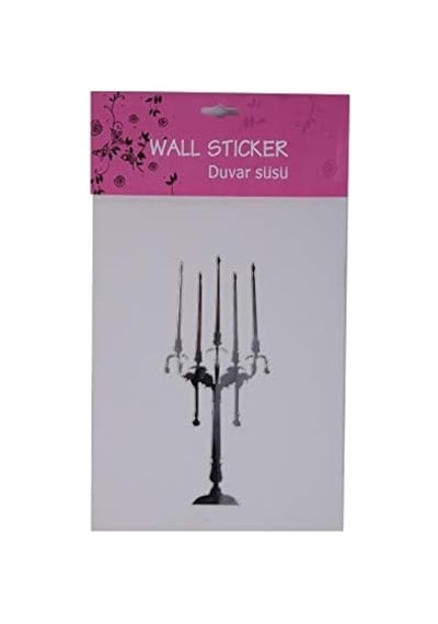 Bosphorus Aynalı Duvar Süsü Sticker Şamdan Şekilli Açık