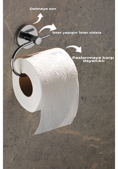 Yapışkanlı Tuvalet Kağıtlığı Wc Kağıtlık Tuvalet Kağıdı  Askısı Krom S-107