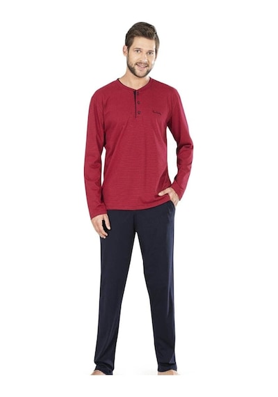 Pierre Cardin Erkek Penye Çizgili Pijama Lacivert 001 Bordo 2xl