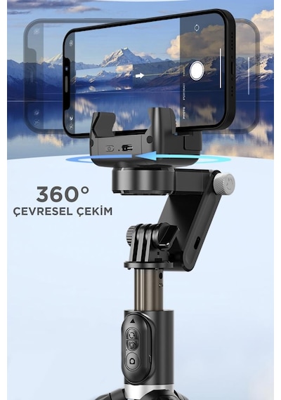 Q18 Siyah Gimball Led Işıklı Kumandalı Çok Amaçlı Tripod Selfie Çubuğu