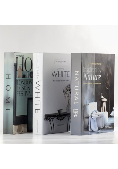 3 Lü Kitap Görünümlü Dekoratif Kutu Seti, İskandinav Tarz Modern Ev Dekorasyonu- Set-4