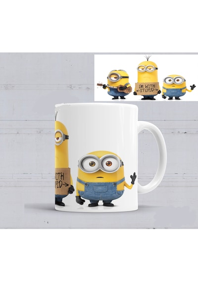 Minyonlar Minions Im With Stupid Kupa Bardak Porselen Karışık