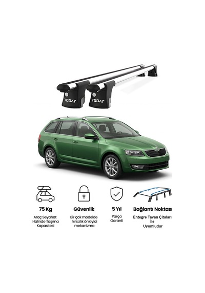 Trio-ı Skoda Octavia Kombi 2005-2007 Uyumlu Kilitli Ara Atkı 120cm Port Bagaj Tavan Barı