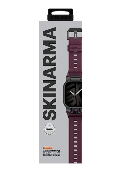 Apple Watch Uyumlu Ultra 49mm  Skinarma Talon Serisi Suya Dayanıklı Silikon Kordon Bordo