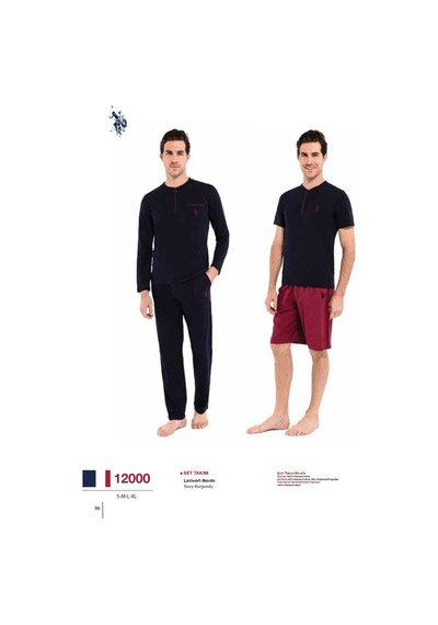 U.S. Polo Assn. Erkek Sabahlık Set Takım 12000 Bordo