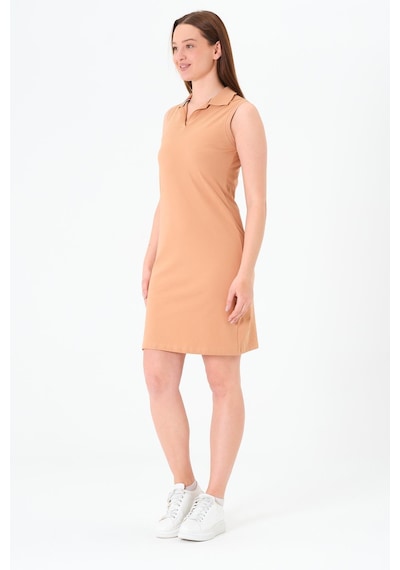 Sortie Collection Polo Yaka Kolsuz Spor Mini Elbise Bej
