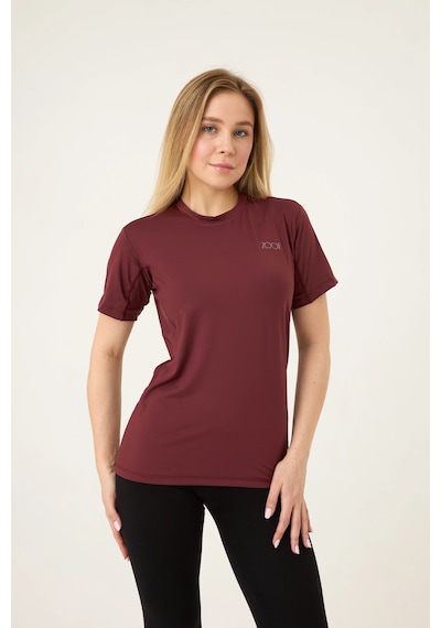 Zoor Kadın Kısa Kol Compression Fitness Gym Spor Body Tshirt Bordo