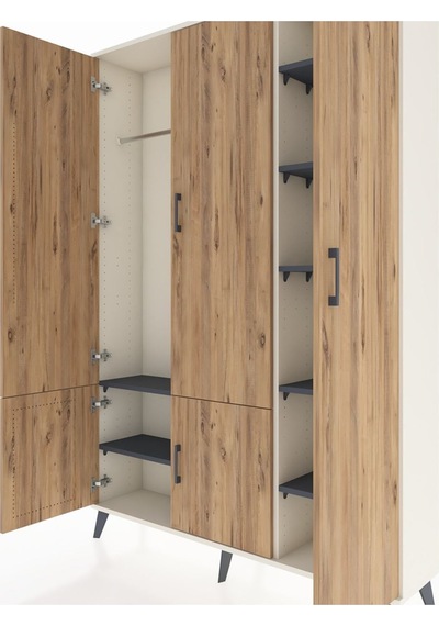 Arges Dolap 7 Raflı 5 Kapaklı Tek Askılı 132x30x195 Aytaşı-çam/antrasit Atlas Çam/antrasıt Arges Dolap 7 Raflı 5 Kapaklı Tek Askılı 132x30x195 Aytaşı-çam/antrasit Atlas Çam/antrasıt