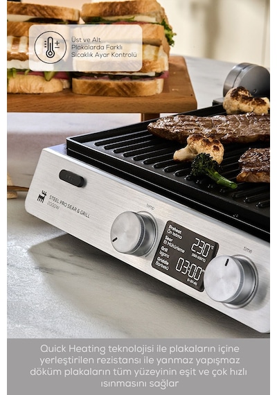 Karaca Compact Steel Pro Sear and Grill 2007 Izgara ve Tost Makinesi