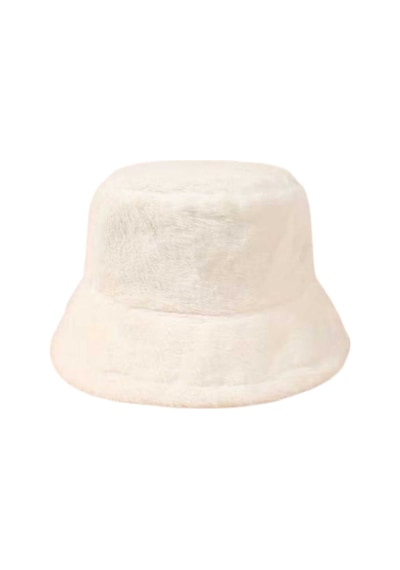 Uniquetrenders Kadın Ayarlanabilir Peluş Bucket Kova Şapka 2'li Set Siyah - Ekru