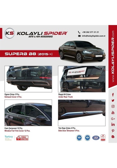 Skoda Super B8 Ön Tampon Çıtası Krom 2015 ve Sonrası