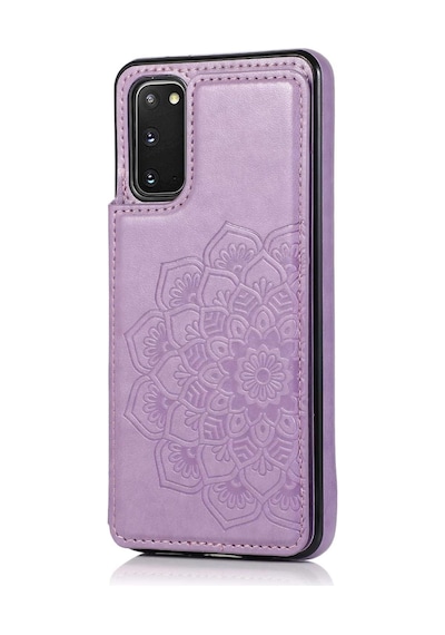 Samsung Galaxy A53 5g Uyumlu - Mandala Desenli Deri Görünümlü Koruyucu Telefon Kılıfı Mor
