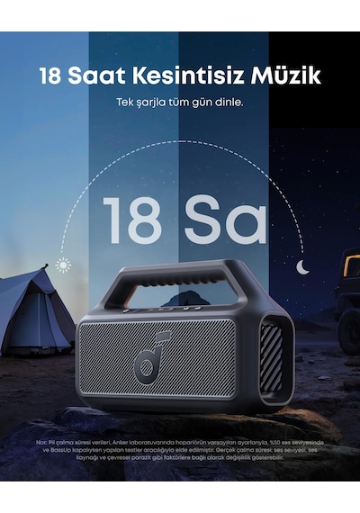 Boom 2 Se Hoparlörü, 30w, Bassup Teknolojisi, 18 Saat Çalma Süresi, Ipx7 Su Geçirmez, Ayarlanabilir Ekolayzır, Bluetooth 5.3, Usb-c, Siyah - A3148