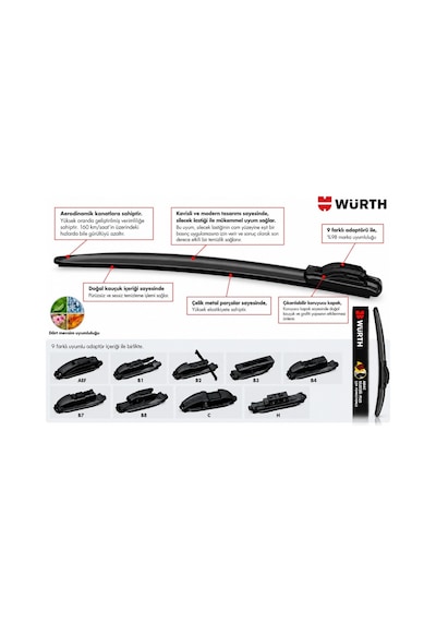 Würth Silecek Süpürgesi Plus 500 Mm 50 Cm 9 Aparatlı