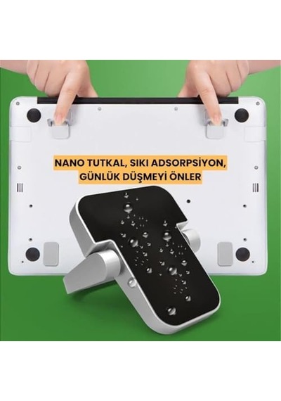2 Adet Yapışkanlı Katlanılabilir Laptop Standı Portatif Macbook Bilgisayar Laptop Stand Ayagi Siyah