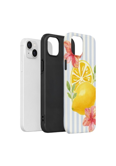 Apple iPhone Uyumlu 15 Vorian Çift Katmanlı Kılıf Lemon Blossom Coast