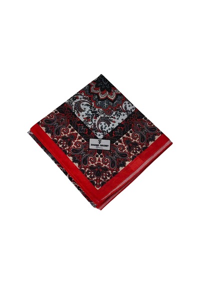 Mim Eşarp Prime Pamuk Etnik Desenli Eşarp 90x90 Cm Kırmızı