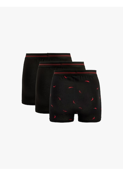 Koton Pamuklu Desenli 3'lü Boxer Seti Antrasit Desenli 6slm90022mk