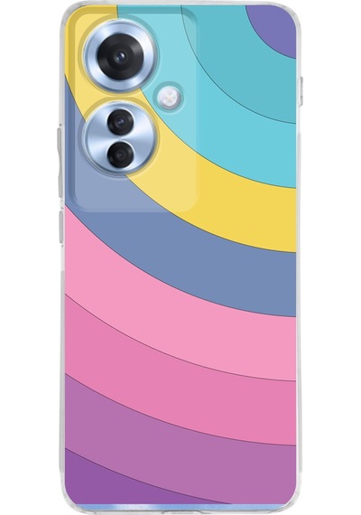 Oppo Reno 11f İle Uyumlu Renk Cümbüşü 2 Baskılı Kamera Korumalı Şeffaf Kılıf