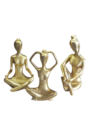 09cm-18cm Lik Kırılmaz Polyester,3 Lü Yoga Yapan Kızlar Biblo