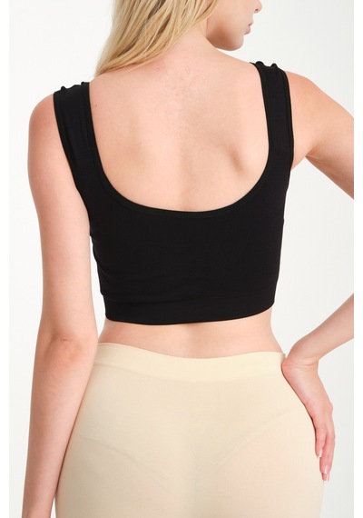 Fit Women Kalın Askılı Pedli Büstiyer Siyah