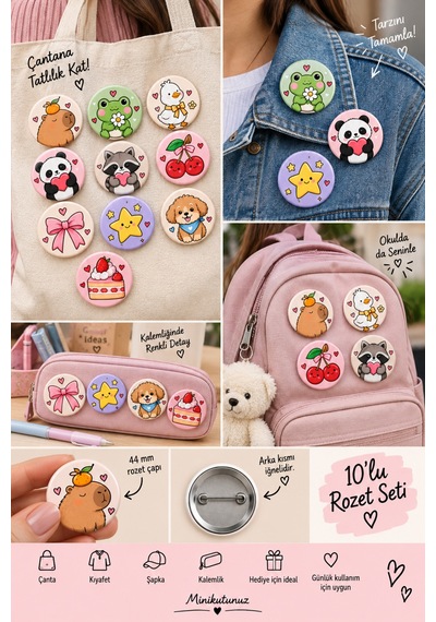 Minikutunuz 10 Lu Kawaii Sevimli Hayvanlar İğneli Yaka Rozeti Seti 44 Mm Capybara, Panda, Kurbağa, Ördek, Çanta Aksesuarı Diğer Minikutunuz 10 Lu Kawaii Sevimli Hayvanlar İğneli Yaka Rozeti Seti 44 Mm Capybara, Panda, Kurbağa, Ördek, Çanta Aksesuarı Diğer