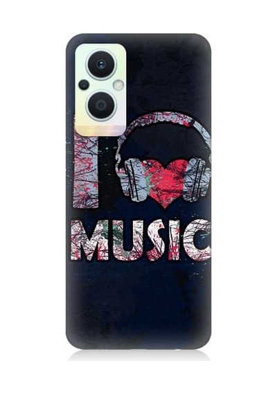 Oppo Reno 7 Lite Uyumlu I Love Music Desenli Silikon Kılıf