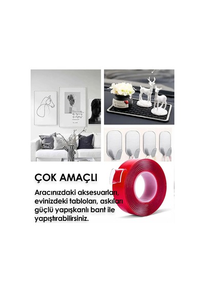 Çift Taraflı 40 Mm Kırmızı Nano Silikon Bant Su Geçirmez Güçlü Tablo Montaj Bandı 5 Metre 40 MM x 5 M