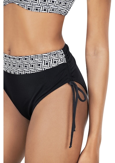 Endeep Kadın Büyük Beden Balenli Siyah Beyaz Desenli Bikini Takımı Siyah