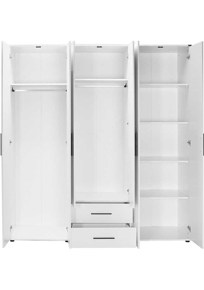 White 6 Kapaklı 2 Çekmeceli Gardırop-mat Beyaz 206x213x52 Cm Gxyxd