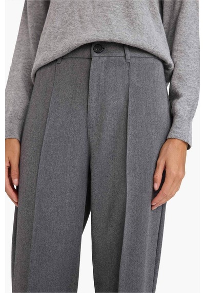 Defacto Straight Fit Yüksek Bel Düz Paça Twill Pantolon G8068ax26spar12 Antrasit-ar12
