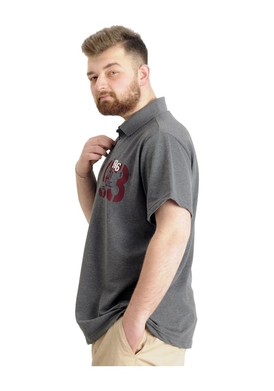 Mode Xl Büyük Beden Erkek T-Shirt Polo Parçalı Lımıted 23330 Antramelanj 001