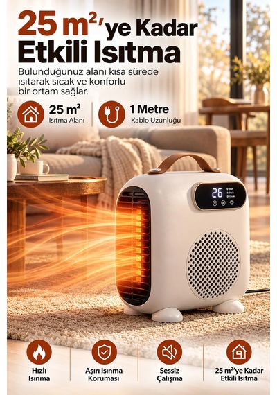 Exenar - Beyaz - 2000w Uzaktan Kumandalı Elektrikli Fanlı Isıtıcı Soba