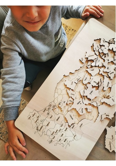 Ahşap Türkiye Haritası. Yapboz. Puzzle Kutulu - (54x100cm)