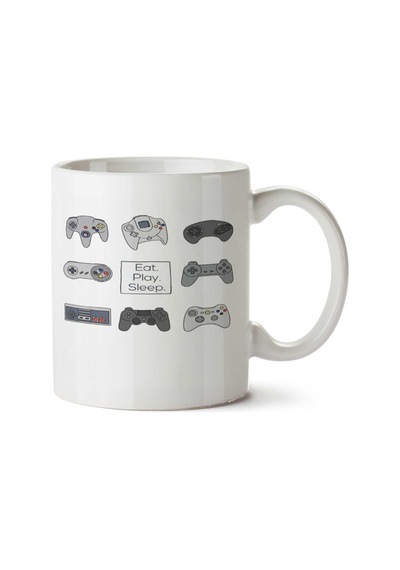 Life This Gamer İs Eat, Play And Sleep İki Tarafı Baskılı Kupa Bardak Çok Renkli