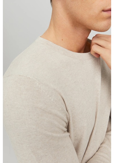 Jack & Jones Erkek Basic Krem İnce Triko Kazak - 12208364 Krem