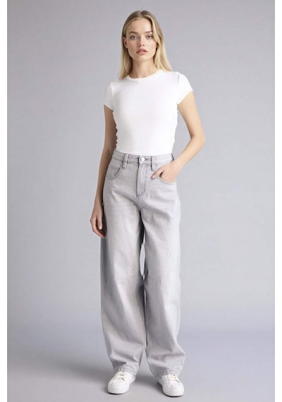 Defacto Baggy Fıt Yüksek Bel Jean Kar Yıkamalı Pantolon G4932ax26smnm55 Gri-nm55