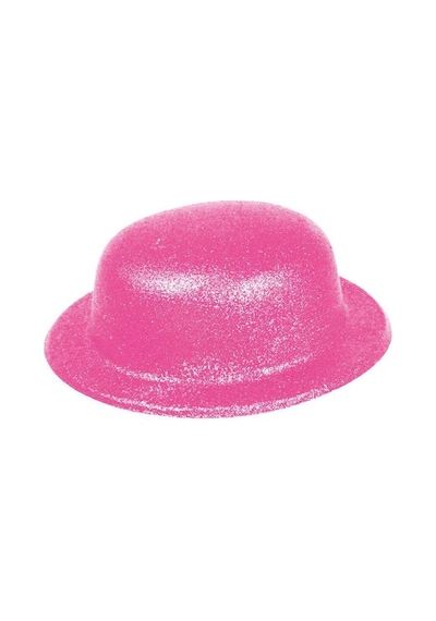 Pembe Renk Simli Melon Yuvarlak Parti Şapkası 24x26 Cm 6 Yaş