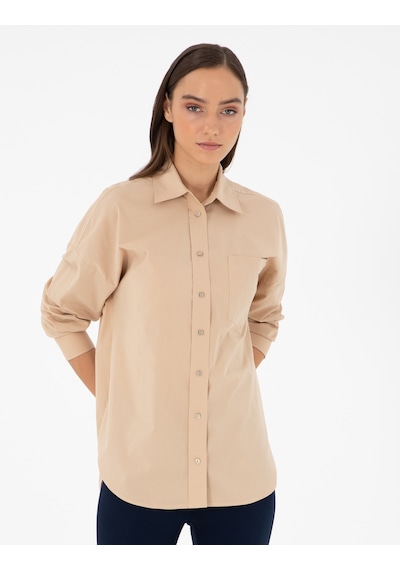 Pierre Cardin Kadın Bej Gömlek Desenli 50299581-vr011 Bej