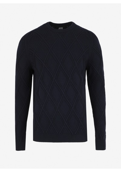 Alpha Studio Lacivert Erkek %100 Yün Slim Fit Kazak Au-7050c Crew Neck