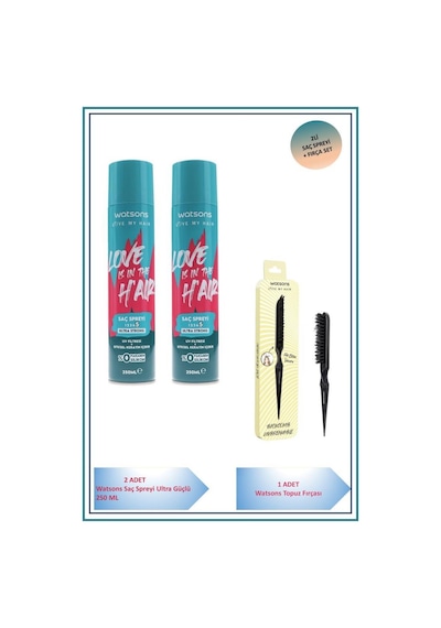 Saç Spreyi Ultra Güçlü 250 Ml X2 Ve Watsons Topuz Fırçası